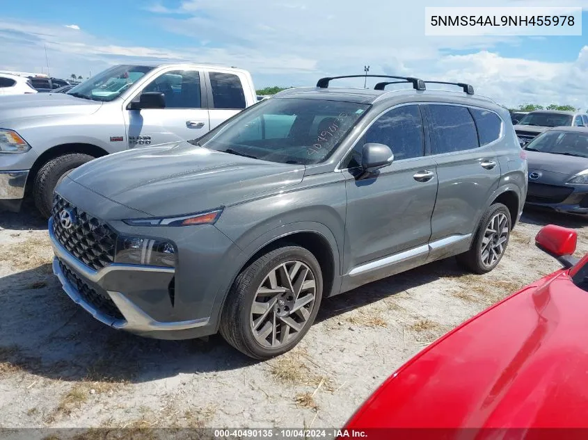 2022 Hyundai Santa Fe Calligraphy VIN: 5NMS54AL9NH455978 Lot: 40490135