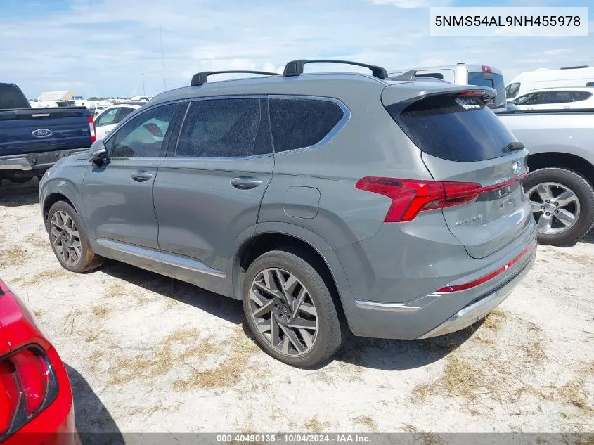 2022 Hyundai Santa Fe Calligraphy VIN: 5NMS54AL9NH455978 Lot: 40490135