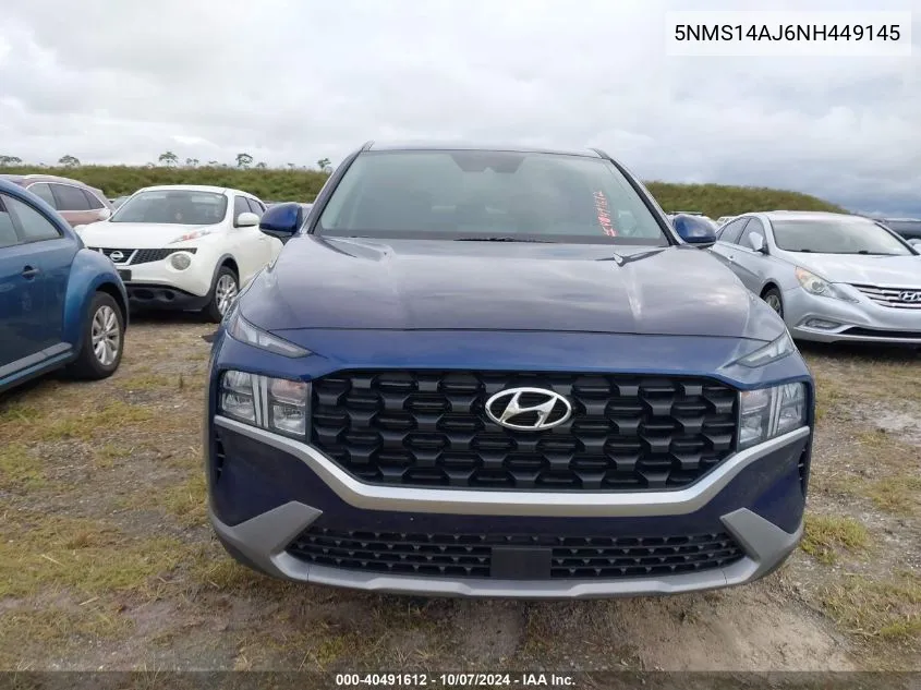 5NMS14AJ6NH449145 2022 Hyundai Santa Fe Se