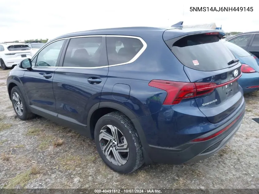 2022 Hyundai Santa Fe Se VIN: 5NMS14AJ6NH449145 Lot: 40491612