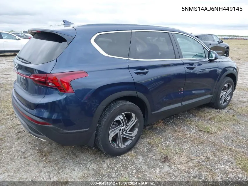 2022 Hyundai Santa Fe Se VIN: 5NMS14AJ6NH449145 Lot: 40491612