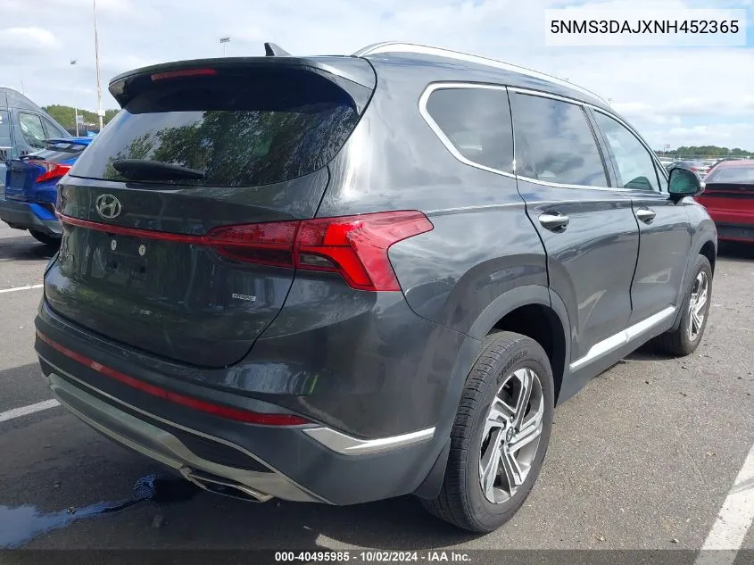 2022 Hyundai Santa Fe Sel VIN: 5NMS3DAJXNH452365 Lot: 40495985