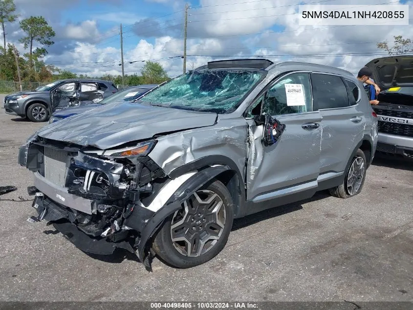 2022 Hyundai Santa Fe Limited VIN: 5NMS4DAL1NH420855 Lot: 40498405