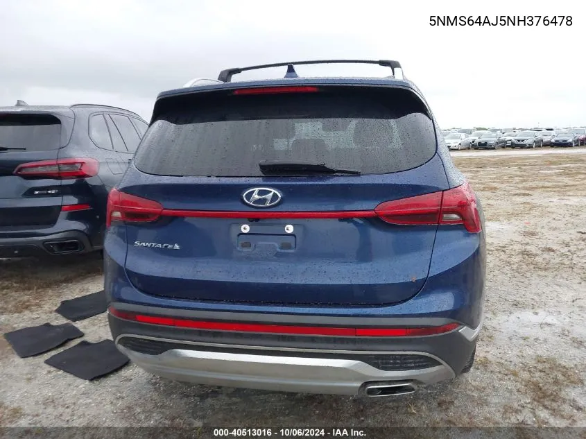 2022 Hyundai Santa Fe Sel VIN: 5NMS64AJ5NH376478 Lot: 40513016