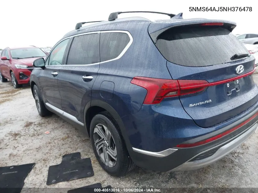 2022 Hyundai Santa Fe Sel VIN: 5NMS64AJ5NH376478 Lot: 40513016