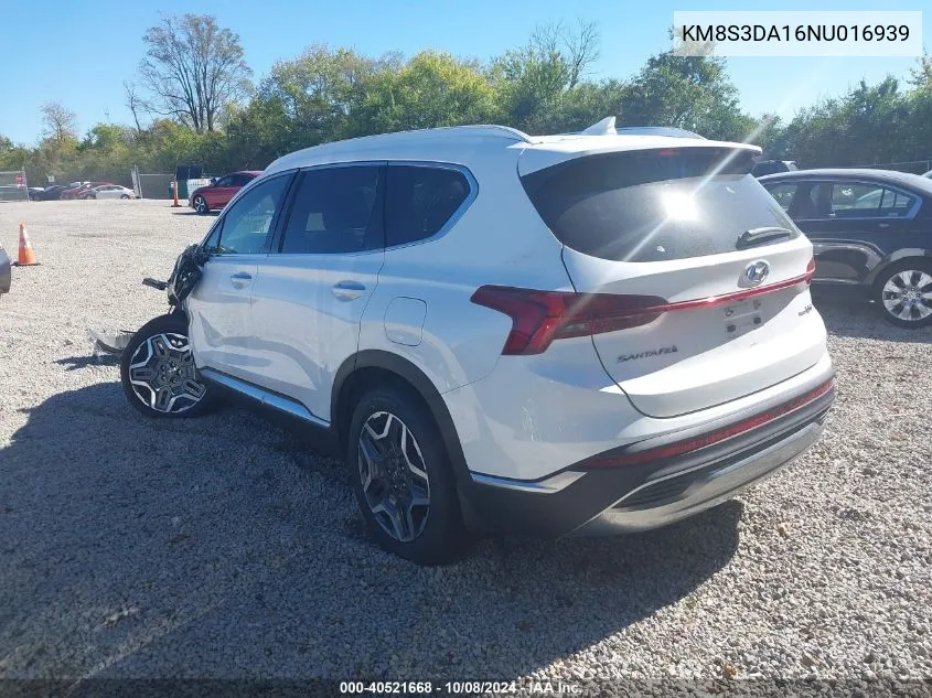 2022 Hyundai Santa Fe Hybrid Sel Premium VIN: KM8S3DA16NU016939 Lot: 40521668