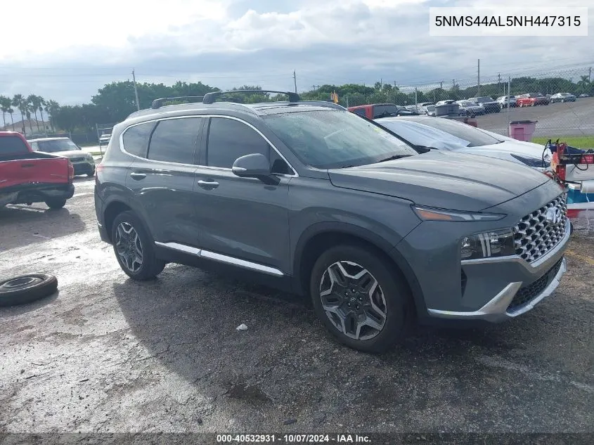 2022 Hyundai Santa Fe Limited VIN: 5NMS44AL5NH447315 Lot: 40532931