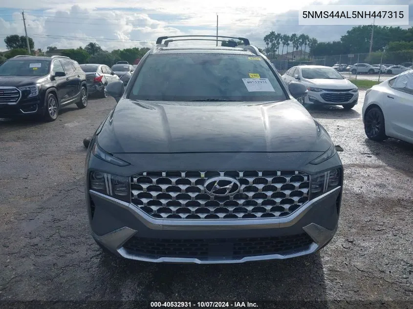 2022 Hyundai Santa Fe Limited VIN: 5NMS44AL5NH447315 Lot: 40532931