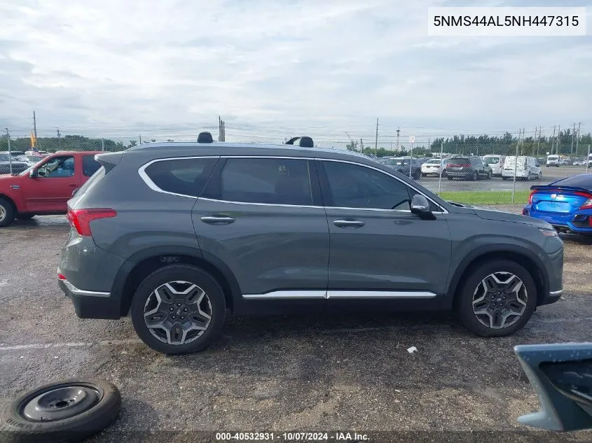 2022 Hyundai Santa Fe Limited VIN: 5NMS44AL5NH447315 Lot: 40532931