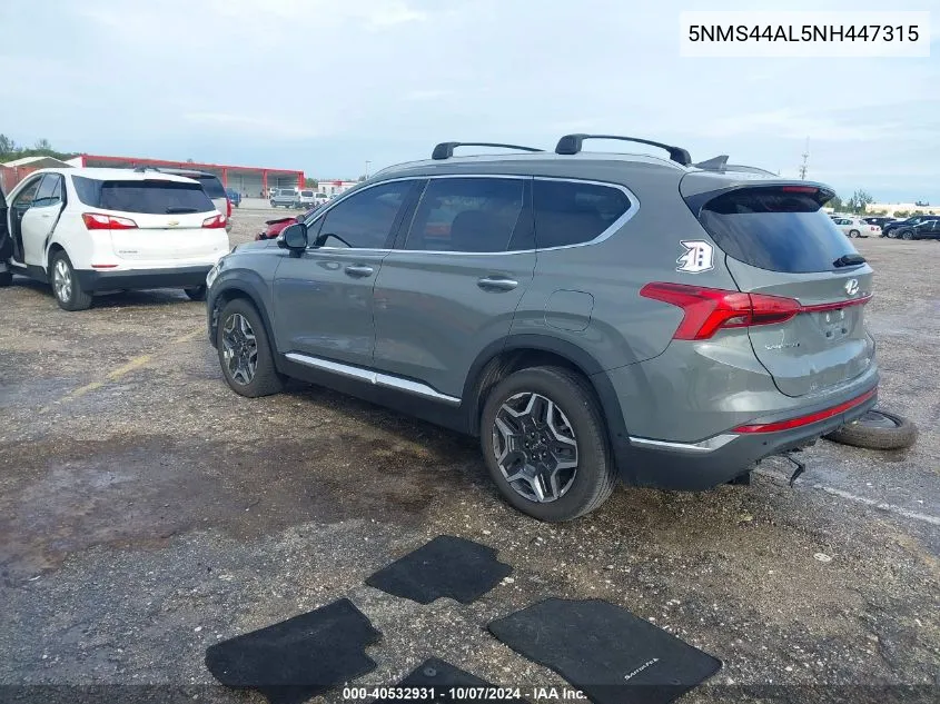 2022 Hyundai Santa Fe Limited VIN: 5NMS44AL5NH447315 Lot: 40532931