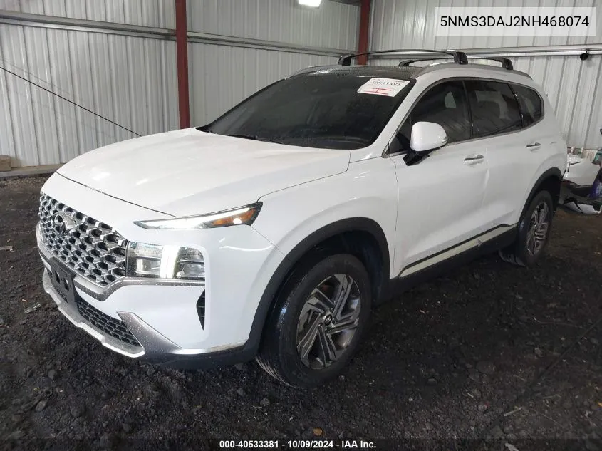 2022 Hyundai Santa Fe Sel VIN: 5NMS3DAJ2NH468074 Lot: 40533381