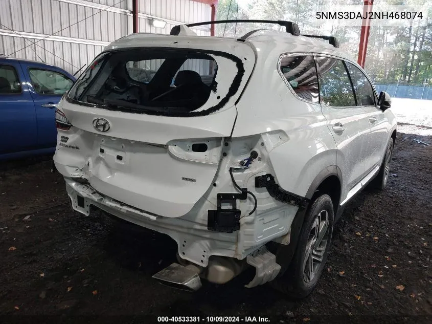 2022 Hyundai Santa Fe Sel VIN: 5NMS3DAJ2NH468074 Lot: 40533381