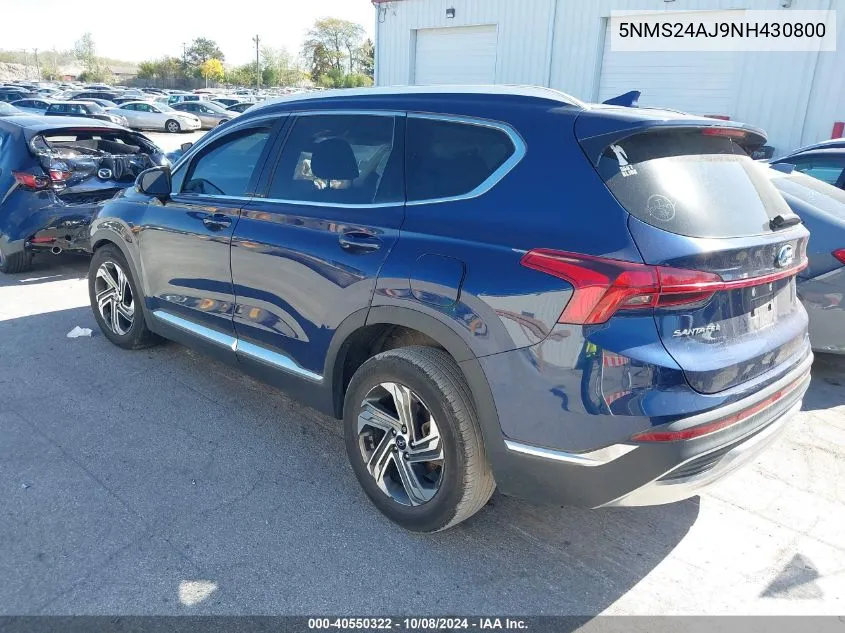 2022 Hyundai Santa Fe Sel VIN: 5NMS24AJ9NH430800 Lot: 40550322