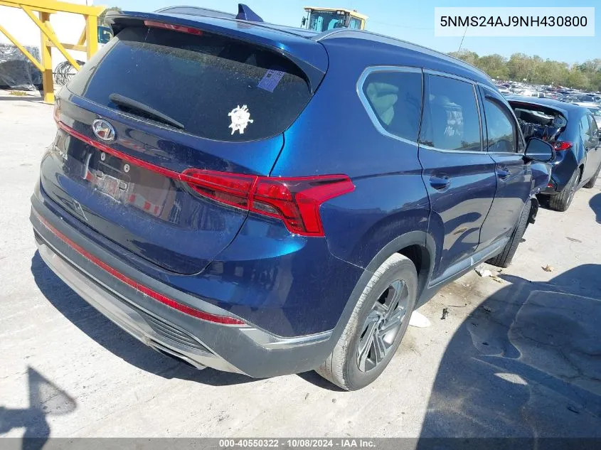 2022 Hyundai Santa Fe Sel VIN: 5NMS24AJ9NH430800 Lot: 40550322