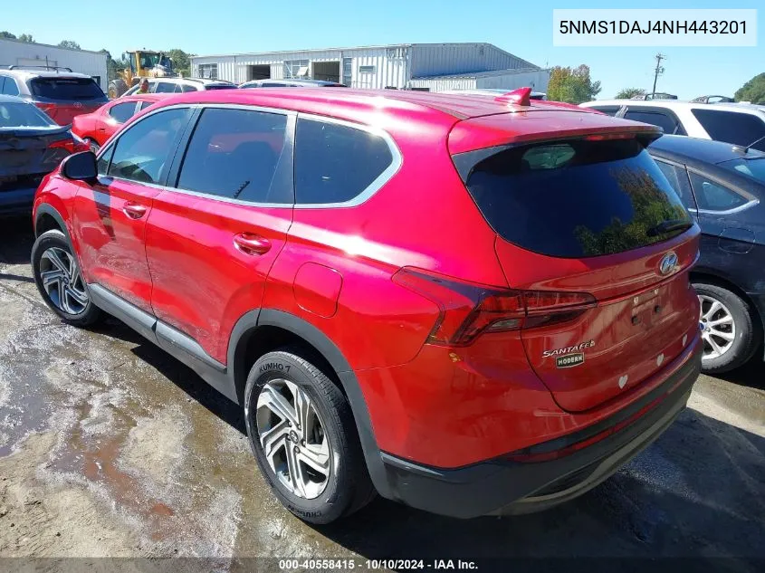 2022 Hyundai Santa Fe Se VIN: 5NMS1DAJ4NH443201 Lot: 40558415