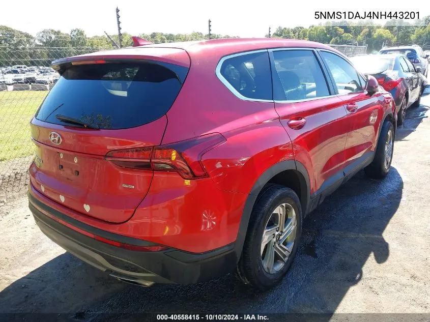 2022 Hyundai Santa Fe Se VIN: 5NMS1DAJ4NH443201 Lot: 40558415