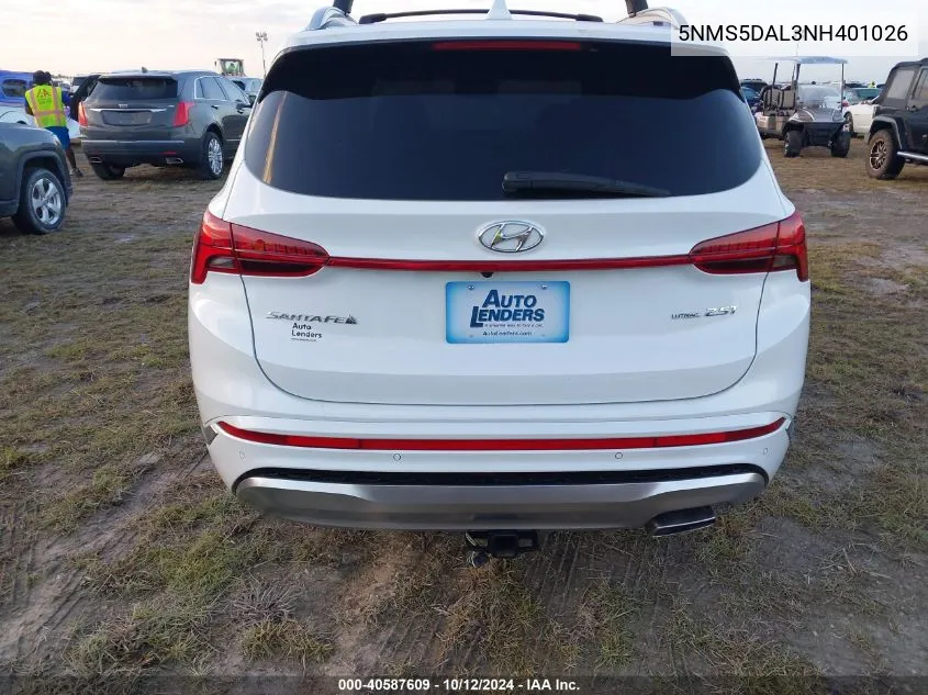 2022 Hyundai Santa Fe Calligraphy VIN: 5NMS5DAL3NH401026 Lot: 40587609