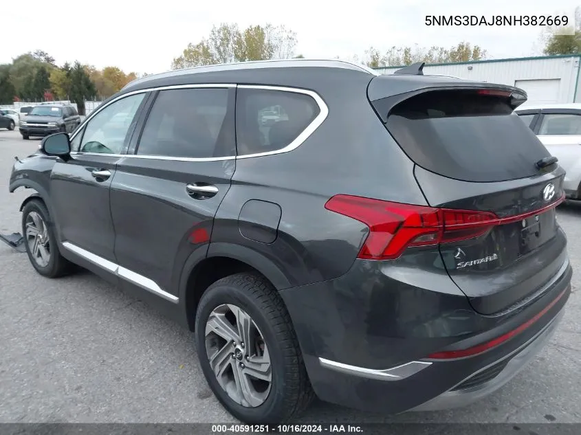 2022 Hyundai Santa Fe Sel VIN: 5NMS3DAJ8NH382669 Lot: 40591251