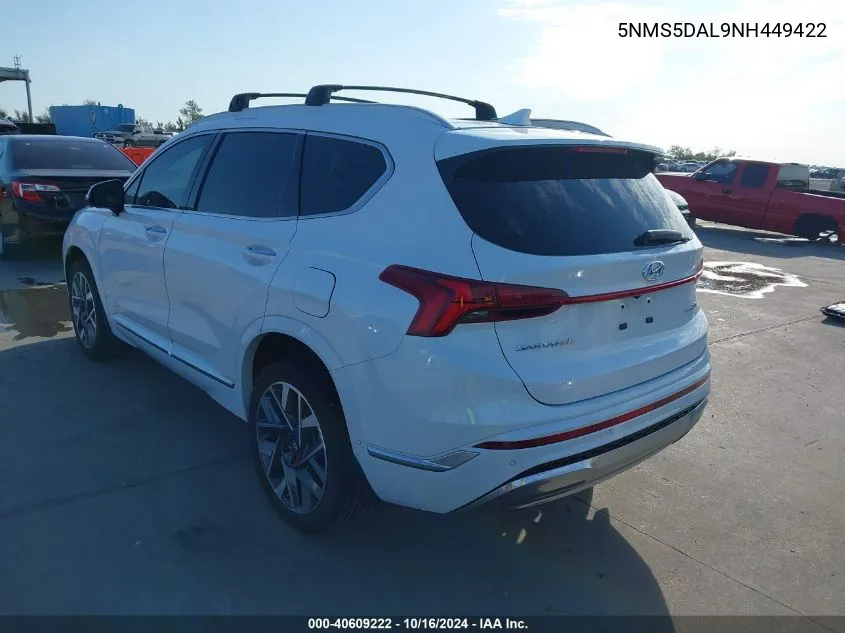 2022 Hyundai Santa Fe Calligraphy VIN: 5NMS5DAL9NH449422 Lot: 40609222