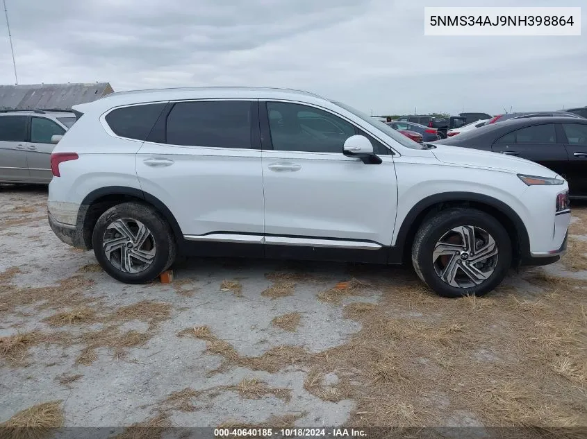 2022 Hyundai Santa Fe Sel VIN: 5NMS34AJ9NH398864 Lot: 40640185