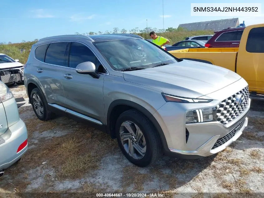 2022 Hyundai Santa Fe Sel VIN: 5NMS34AJ2NH443952 Lot: 40644667