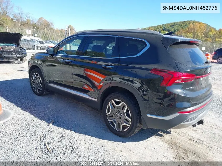 2022 Hyundai Santa Fe Limited VIN: 5NMS4DAL0NH452776 Lot: 40661627