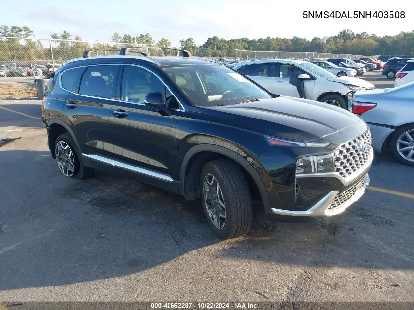 2022 Hyundai Santa Fe Limited VIN: 5NMS4DAL5NH403508 Lot: 40662287