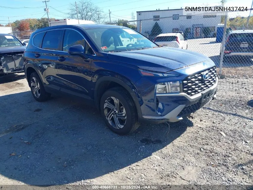 2022 Hyundai Santa Fe Se VIN: 5NMS1DAJ5NH437424 Lot: 40666731