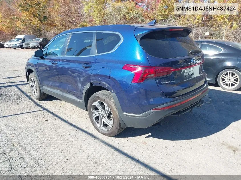 2022 Hyundai Santa Fe Se VIN: 5NMS1DAJ5NH437424 Lot: 40666731