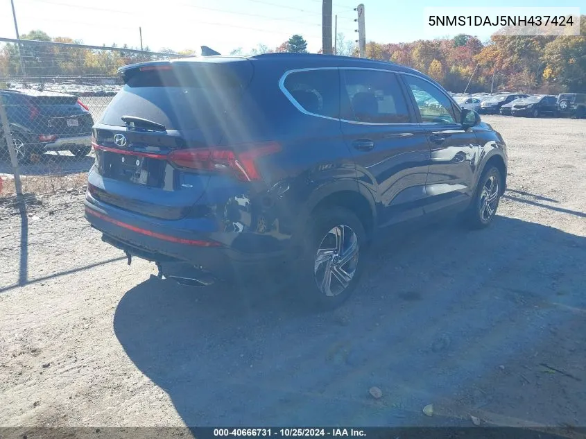 2022 Hyundai Santa Fe Se VIN: 5NMS1DAJ5NH437424 Lot: 40666731