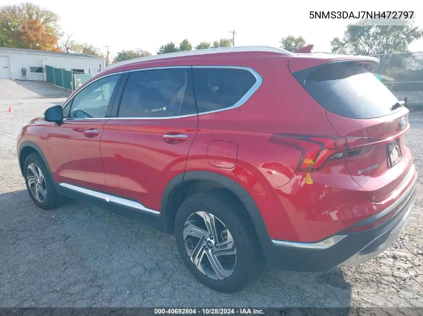 2022 Hyundai Santa Fe Sel VIN: 5NMS3DAJ7NH472797 Lot: 40692804