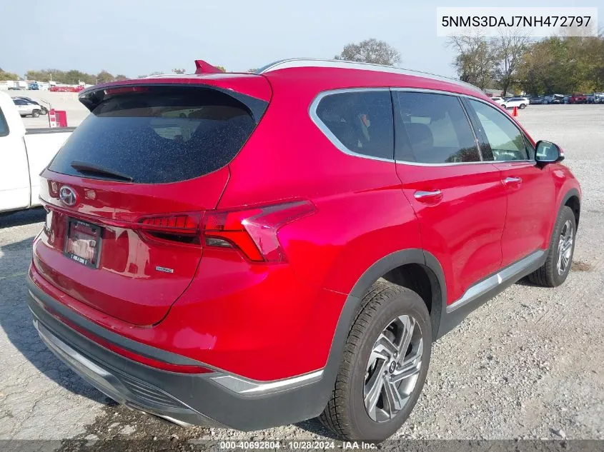 2022 Hyundai Santa Fe Sel VIN: 5NMS3DAJ7NH472797 Lot: 40692804