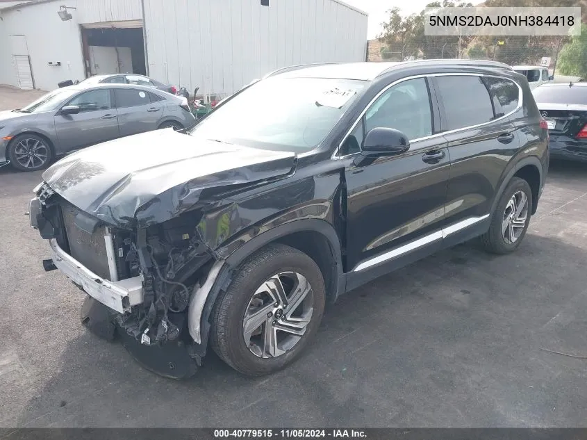 2022 Hyundai Santa Fe Sel VIN: 5NMS2DAJ0NH384418 Lot: 40779515