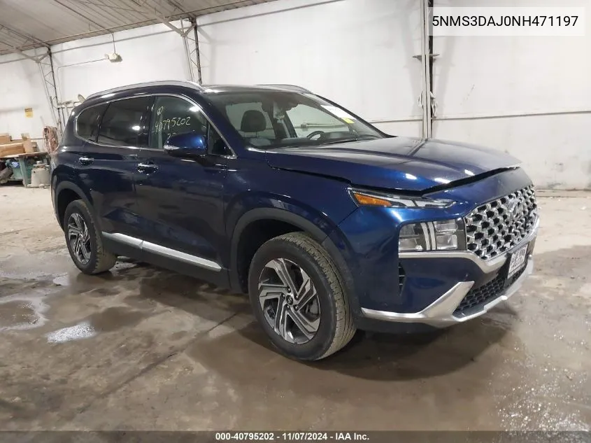 2022 Hyundai Santa Fe Sel VIN: 5NMS3DAJ0NH471197 Lot: 40795202