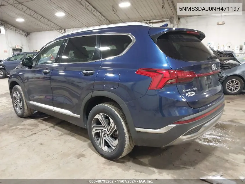 2022 Hyundai Santa Fe Sel VIN: 5NMS3DAJ0NH471197 Lot: 40795202