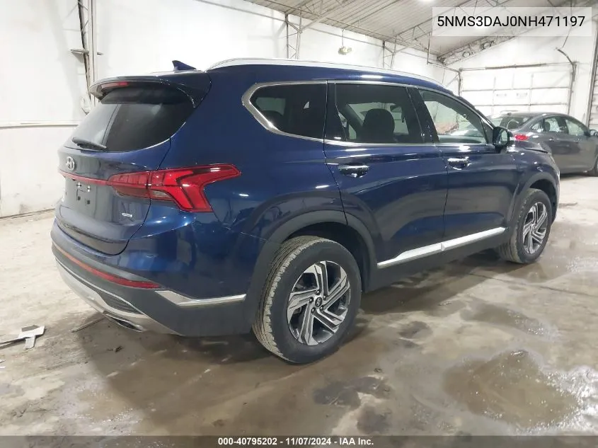 2022 Hyundai Santa Fe Sel VIN: 5NMS3DAJ0NH471197 Lot: 40795202