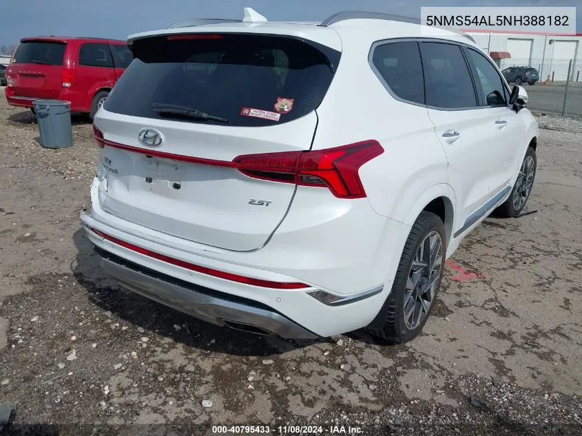 2022 Hyundai Santa Fe Calligraphy VIN: 5NMS54AL5NH388182 Lot: 40795433