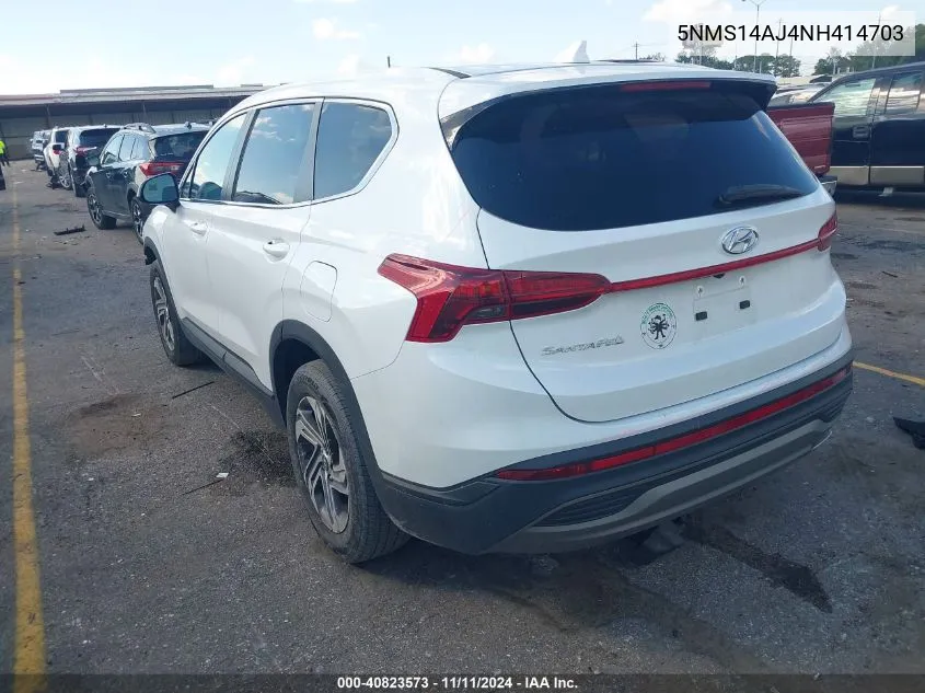 2022 Hyundai Santa Fe Se VIN: 5NMS14AJ4NH414703 Lot: 40823573