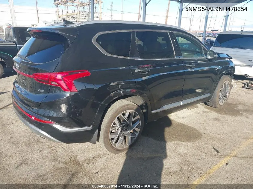 2022 Hyundai Santa Fe Calligraphy VIN: 5NMS54AL9NH478354 Lot: 40837014