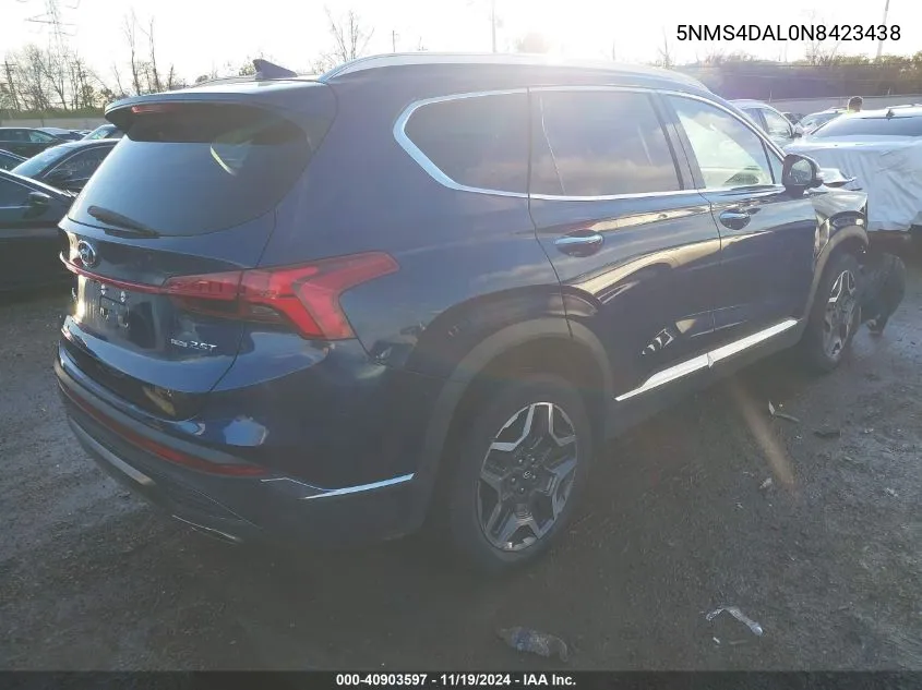 2022 Hyundai Santa Fe Limited VIN: 5NMS4DAL0N8423438 Lot: 40903597