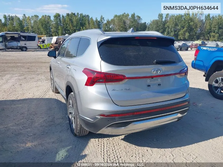 2023 Hyundai Santa Fe Sel Premium VIN: 5NMS3DAJ0PH634644 Lot: 12100031