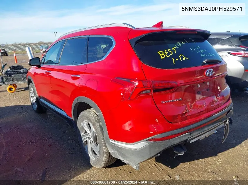 2023 Hyundai Santa Fe Sel VIN: 5NMS3DAJ0PH529571 Lot: 38601730