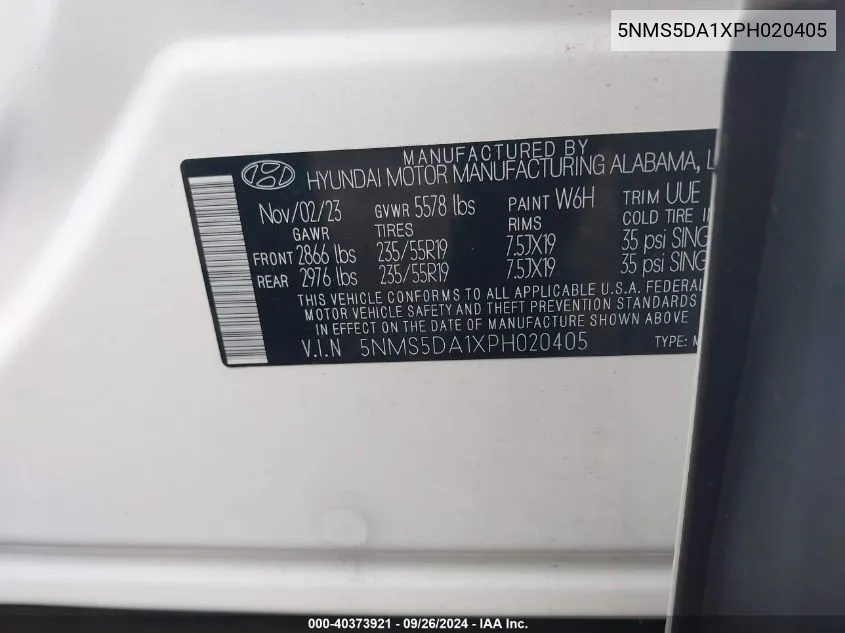 5NMS5DA1XPH020405 2023 Hyundai Santa Fe