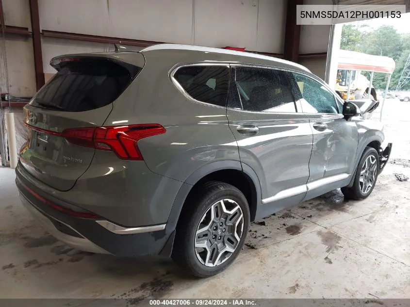 2023 Hyundai Santa Fe Hybrid Limited VIN: 5NMS5DA12PH001153 Lot: 40427006