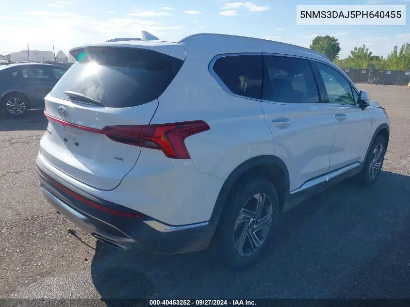 2023 Hyundai Santa Fe Sel VIN: 5NMS3DAJ5PH640455 Lot: 40453252