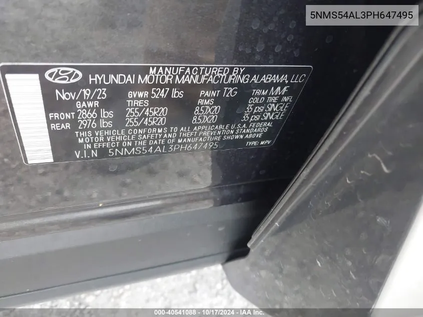 5NMS54AL3PH647495 2023 Hyundai Santa Fe Calligraphy