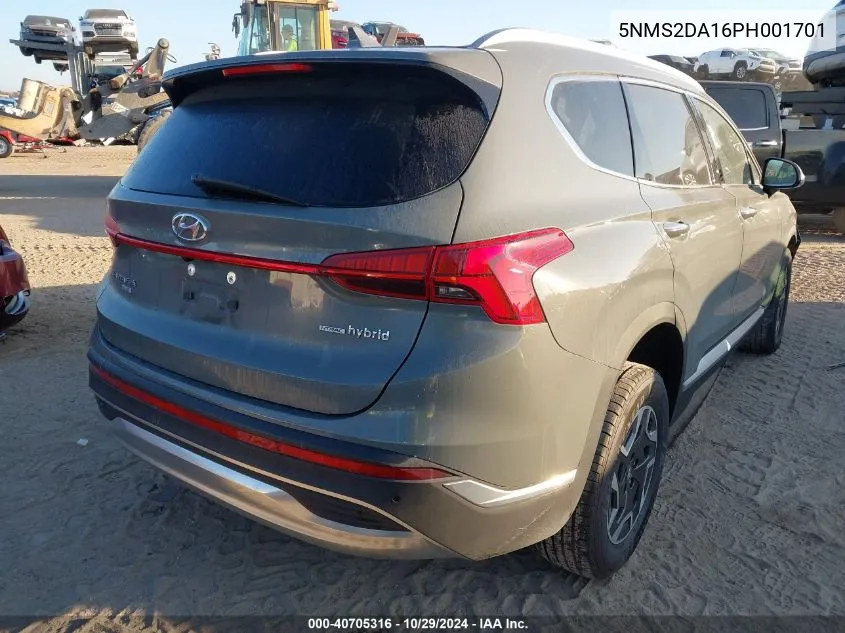 2023 Hyundai Santa Fe Blue VIN: 5NMS2DA16PH001701 Lot: 40705316