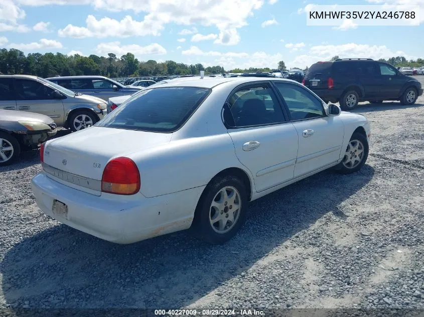 2000 Hyundai Sonata Gls V6 VIN: KMHWF35V2YA246788 Lot: 40227009