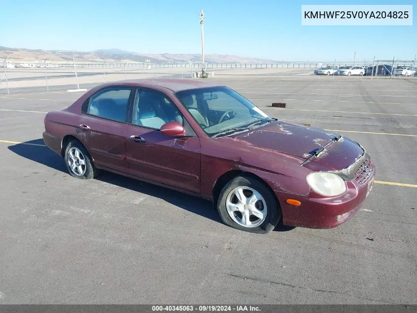 2000 Hyundai Sonata Gls V6 VIN: KMHWF25V0YA204825 Lot: 40345063