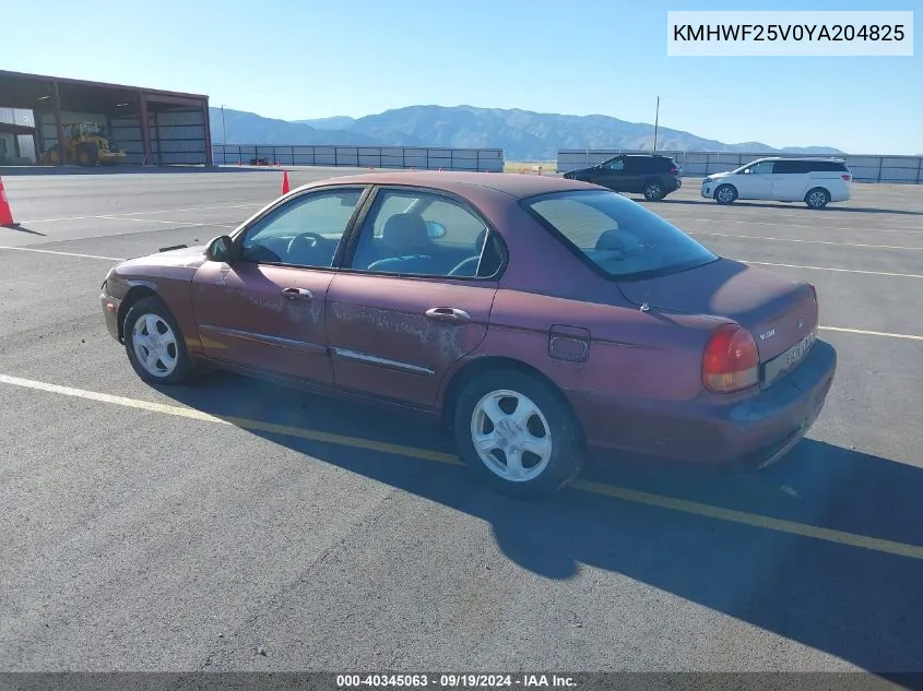 2000 Hyundai Sonata Gls V6 VIN: KMHWF25V0YA204825 Lot: 40345063